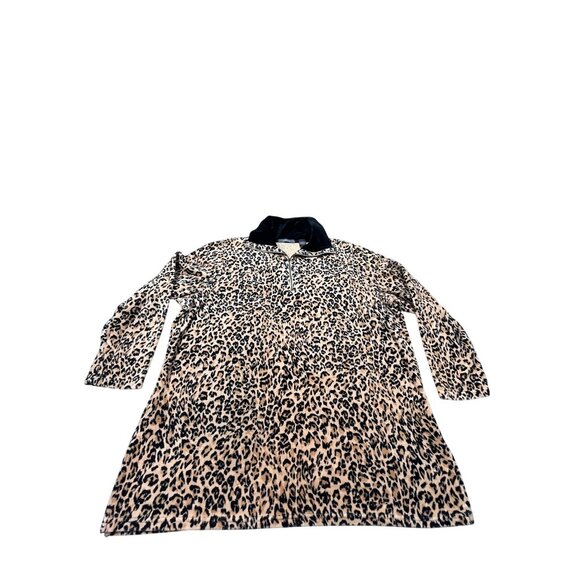 Liz Claiborne Leopard Print Zip-Up Womens 2x Jacket 1/4 Quarter Zip Windbreaker - Picture 1 of 9